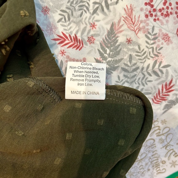 Amazon Olive Button V-Neck Blouse with Ruffle Sleeve Hem - Picture 9 of 12